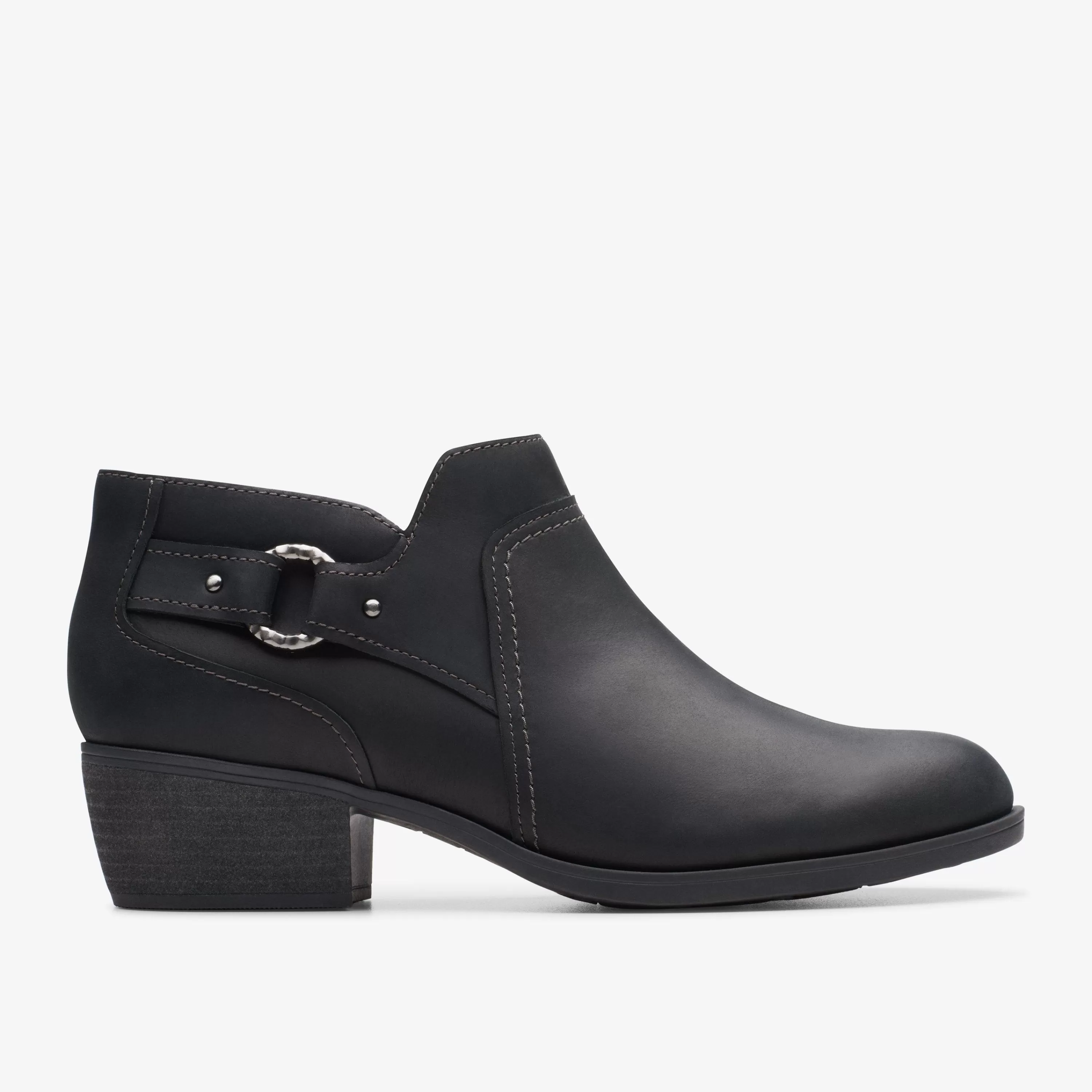 Women Clarks Charlten Grace Black Oily Leather