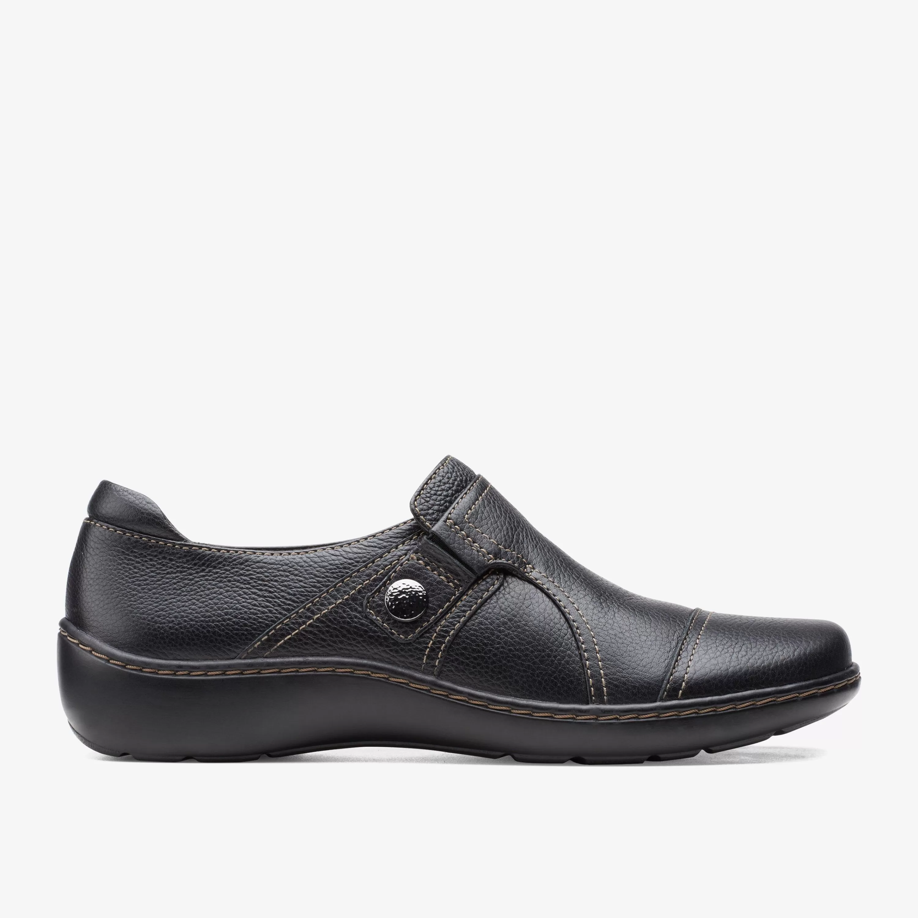 Women Clarks Cora Poppy Black Tumbled