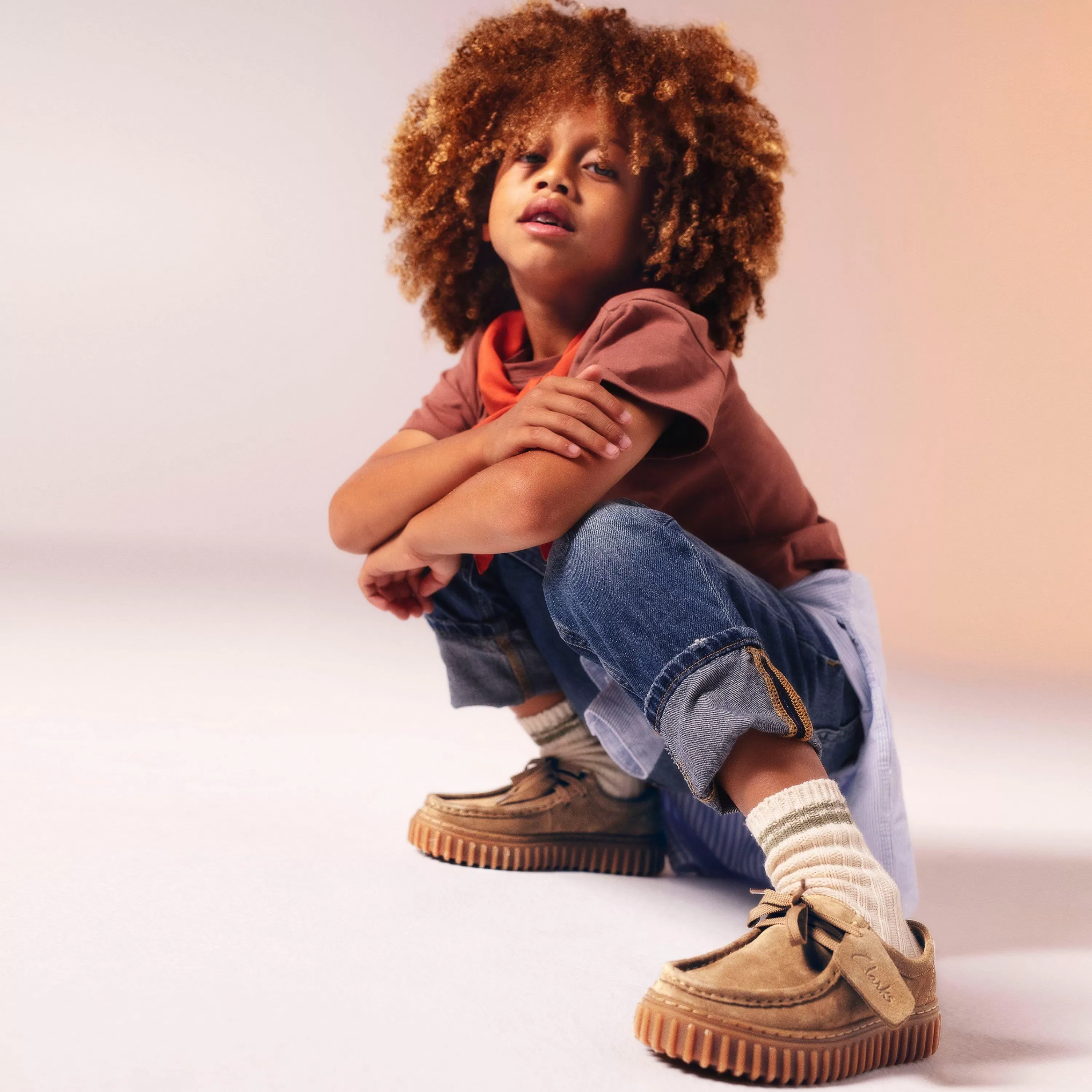 Kids Clarks Torhill Lo Kid Dark Sand Suede