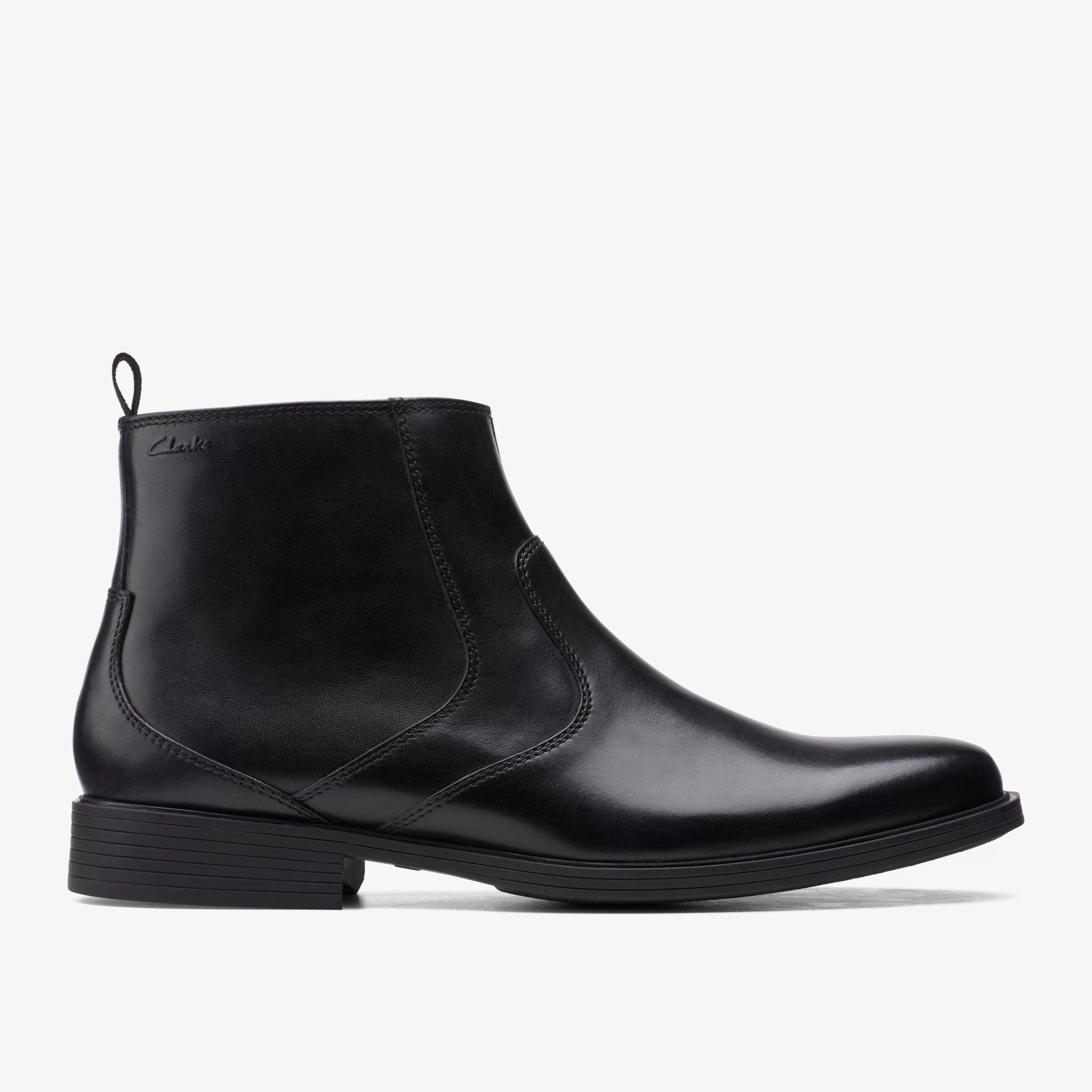 Clarks Whiddon Zip Black Leather