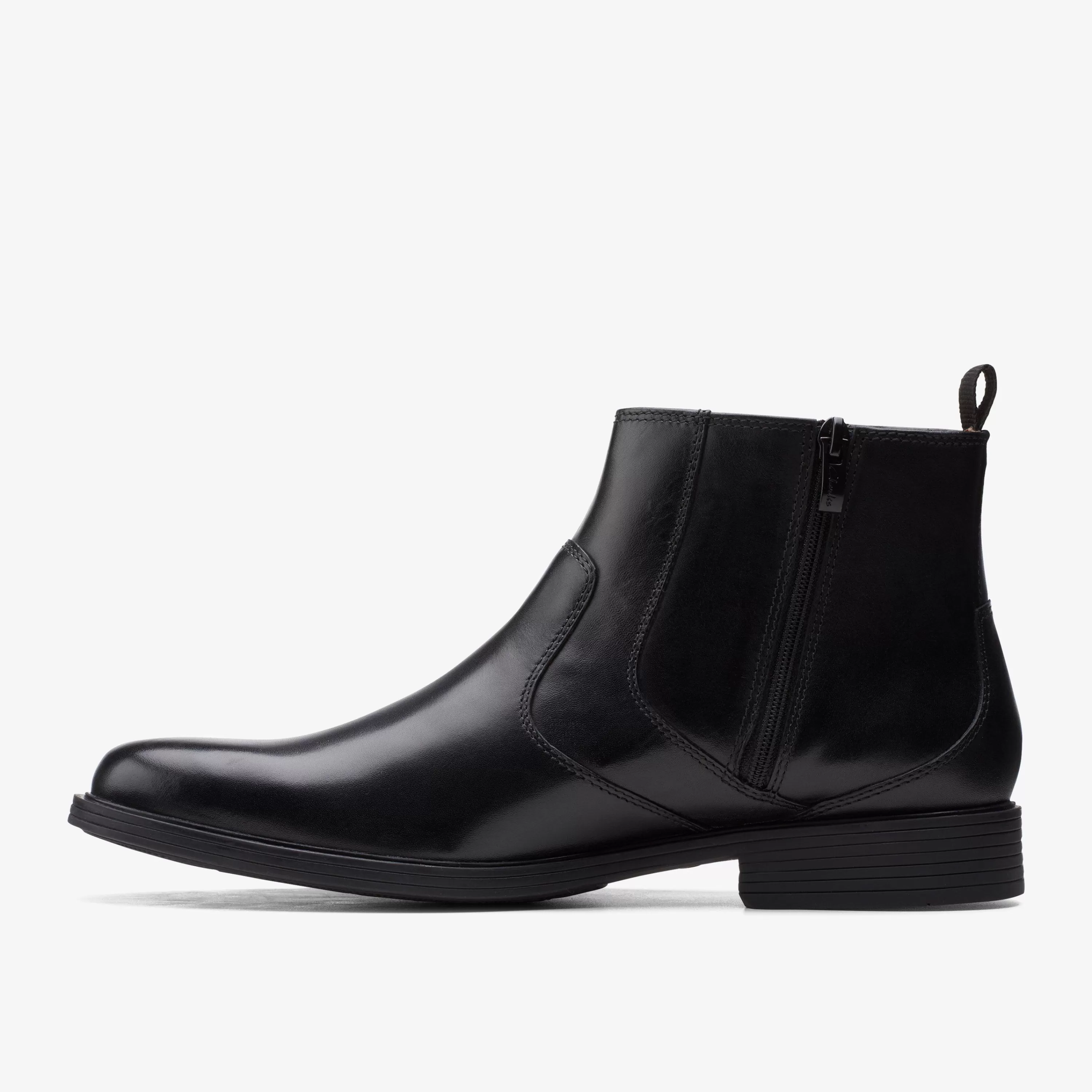 Clarks Whiddon Zip Black Leather